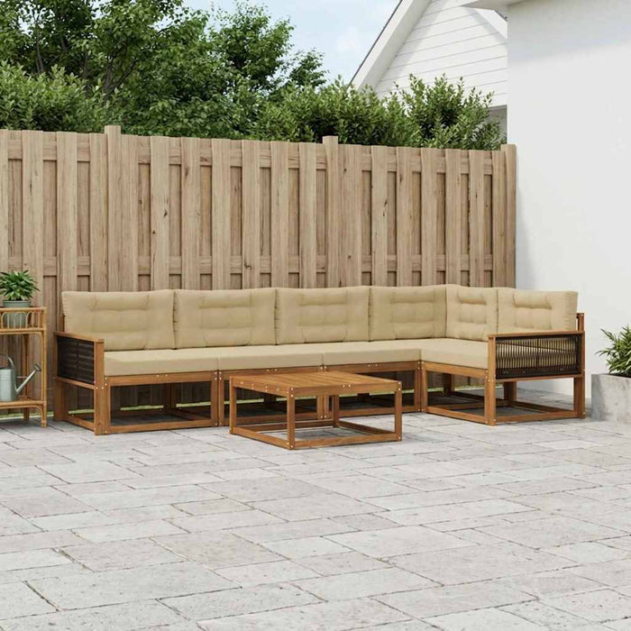 Set de canapele de exterior cu pernă 6 pcs Natural și Bej WALTI
