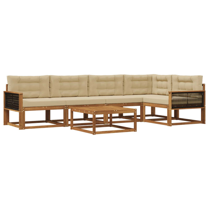 Set de canapele de exterior cu pernă 6 pcs Natural și Bej WALTI