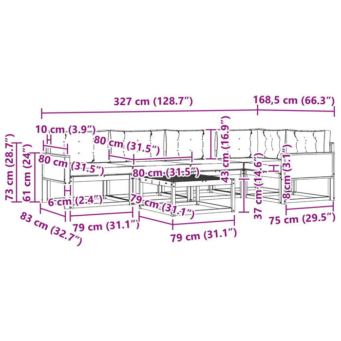 Set de canapele de exterior cu pernă 6 pcs Natural și Bej WALTI
