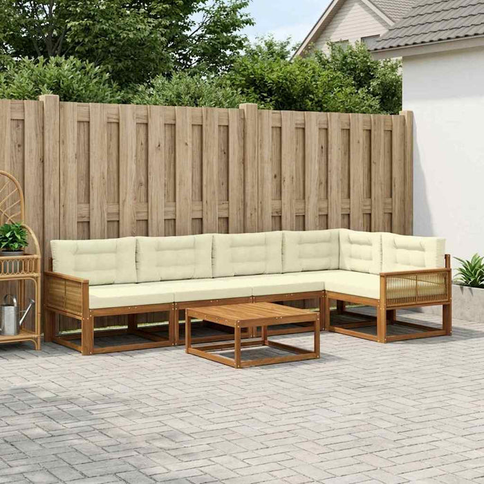 Set de canapele de exterior cu pernă 6 pcs Natural și Crem WALTI