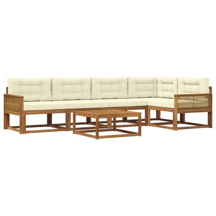 Set de canapele de exterior cu pernă 6 pcs Natural și Crem WALTI