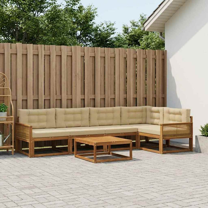 Set de canapele de exterior cu pernă 6 pcs Natural și Bej WALTI