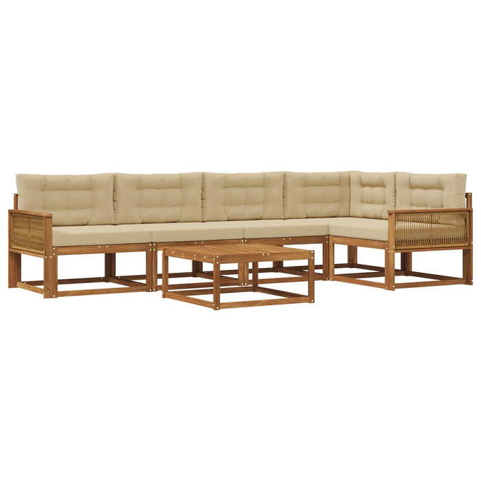 Set de canapele de exterior cu pernă 6 pcs Natural și Bej WALTI
