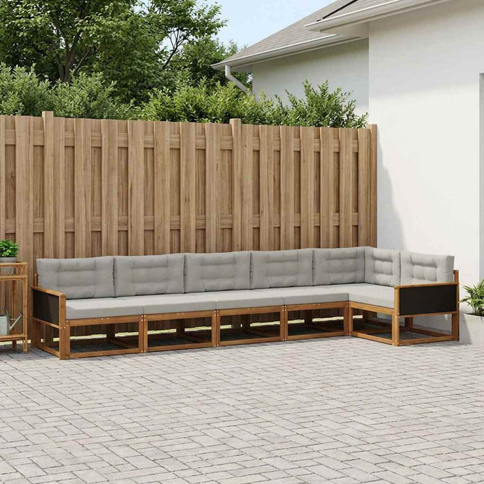 Set de canapele de exterior 6 pcs Natural și Gri deschis WALTI