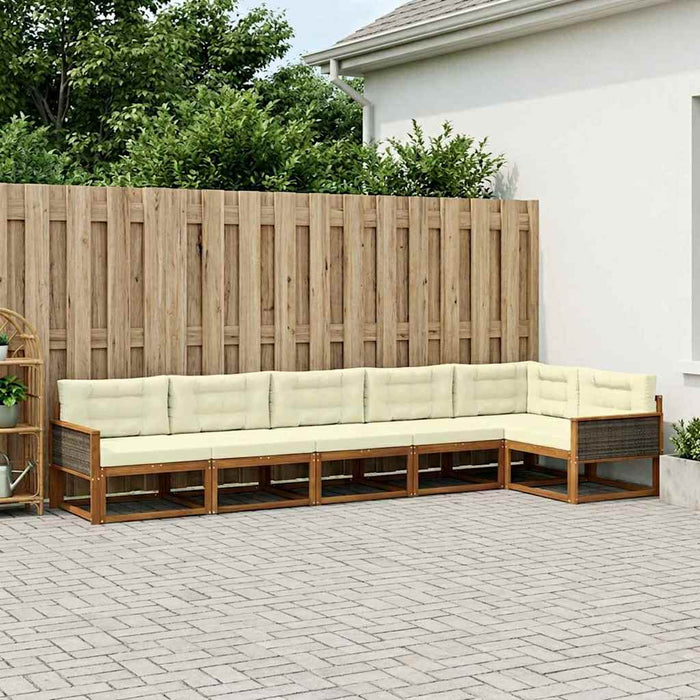 Set de canapele de exterior cu pernă 6 pcs Natural și Crem WALTI
