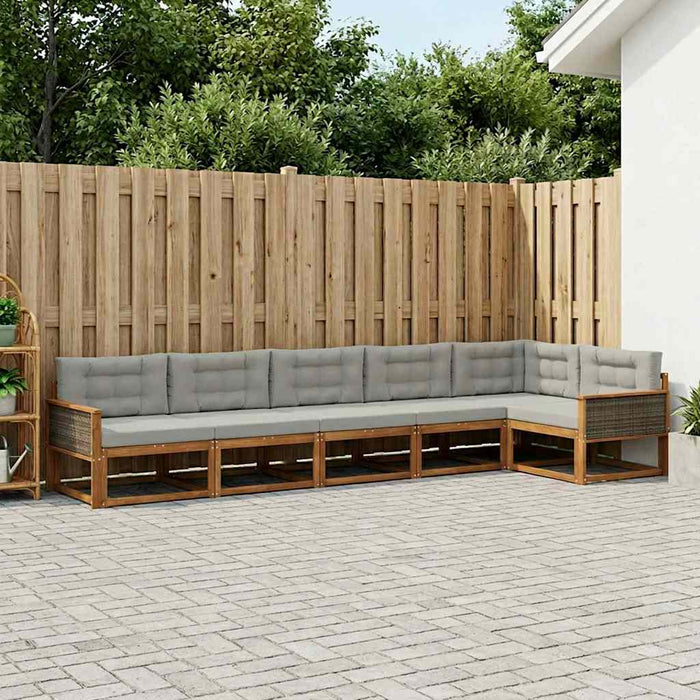 Set de canapele de exterior 6 pcs Natural și Gri deschis WALTI