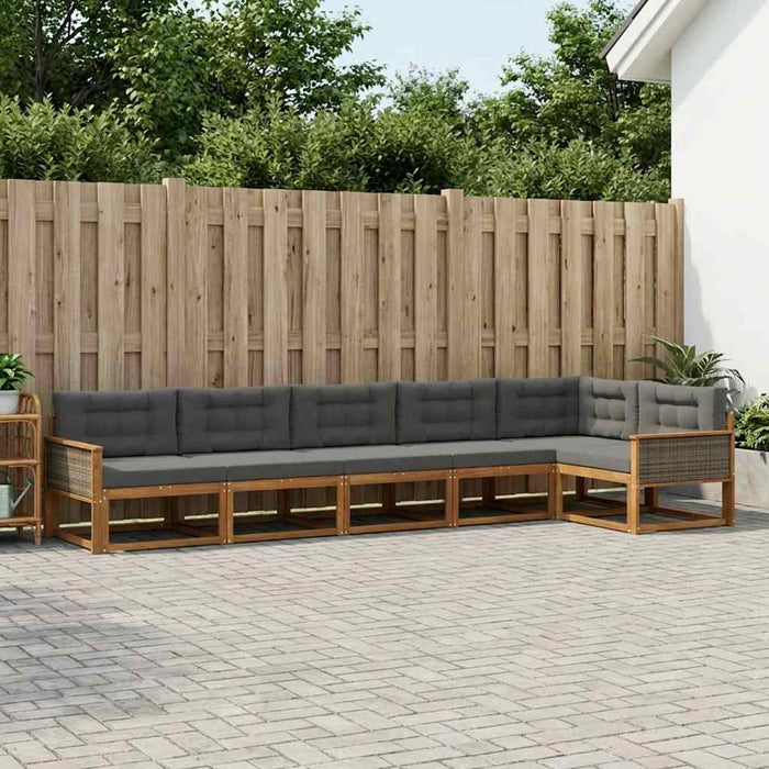 Set de canapele de exterior cu pernă 6 pcs Natural și Antracit WALTI