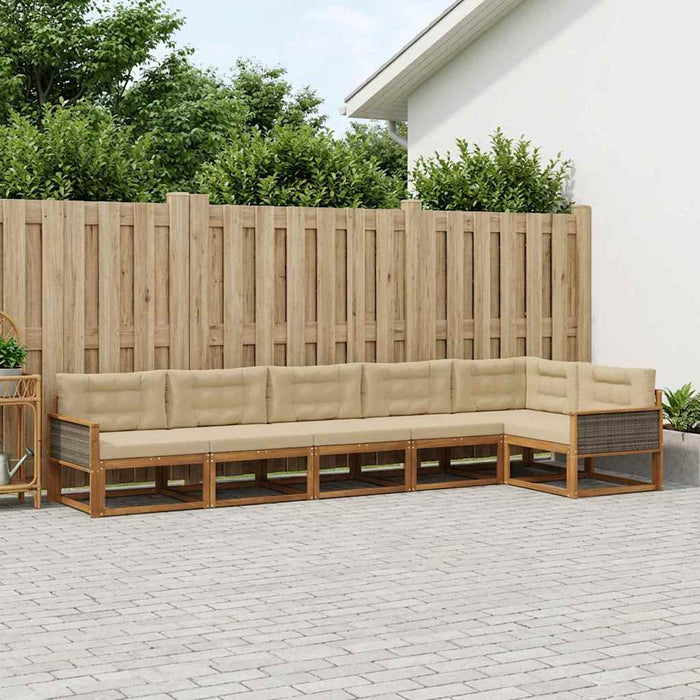 Set de canapele de exterior cu pernă 6 pcs Natural și Bej WALTI
