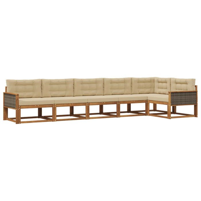 Set de canapele de exterior cu pernă 6 pcs Natural și Bej WALTI