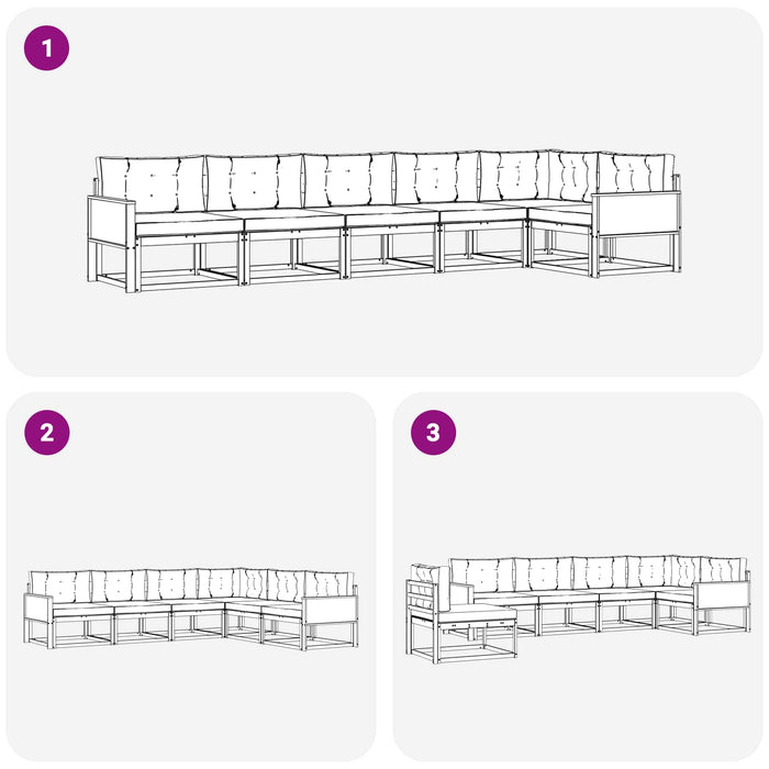 Set de canapele de exterior cu pernă 6 pcs Natural și Bej WALTI