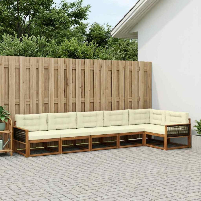 Set de canapele de exterior cu pernă 6 pcs Natural și Crem WALTI