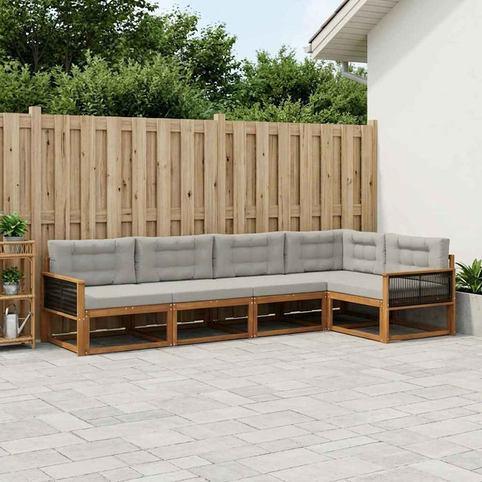 Set de canapele de exterior 6 pcs Natural și Gri deschis WALTI