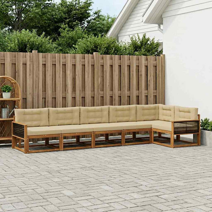 Set de canapele de exterior cu pernă 6 pcs Natural și Bej WALTI