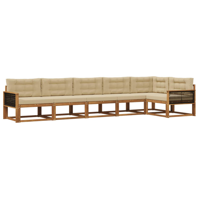 Set de canapele de exterior cu pernă 6 pcs Natural și Bej WALTI