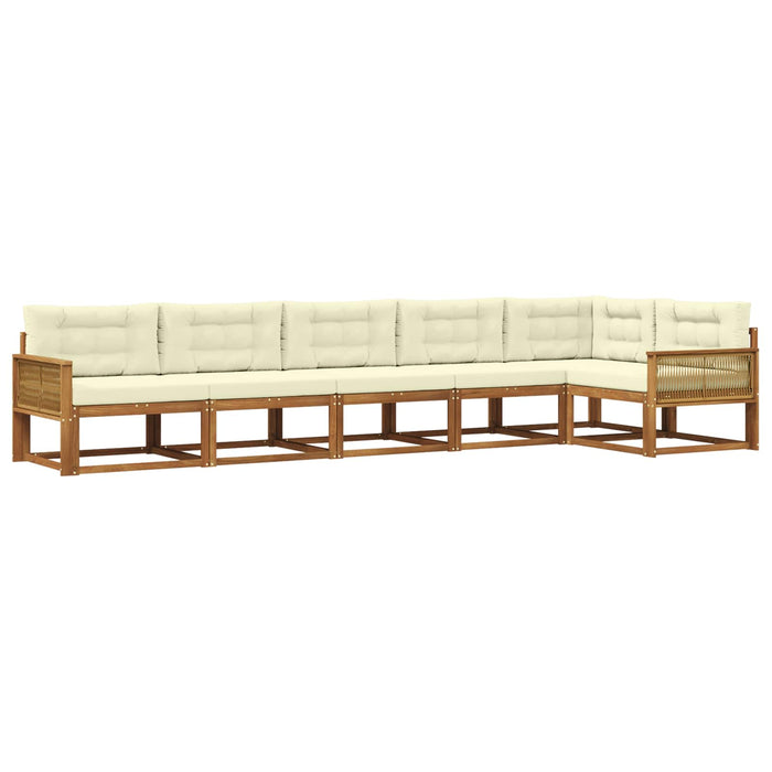 Set de canapele de exterior cu pernă 6 pcs Natural și Crem WALTI