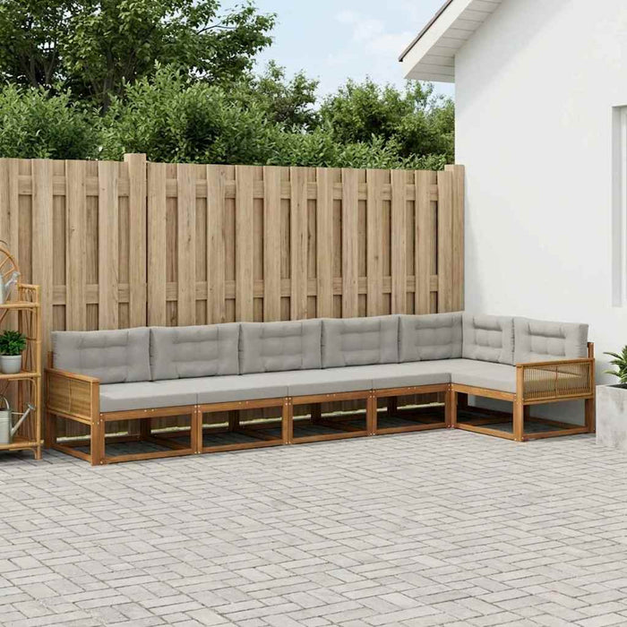 Set de canapele de exterior 6 pcs Natural și Gri deschis WALTI