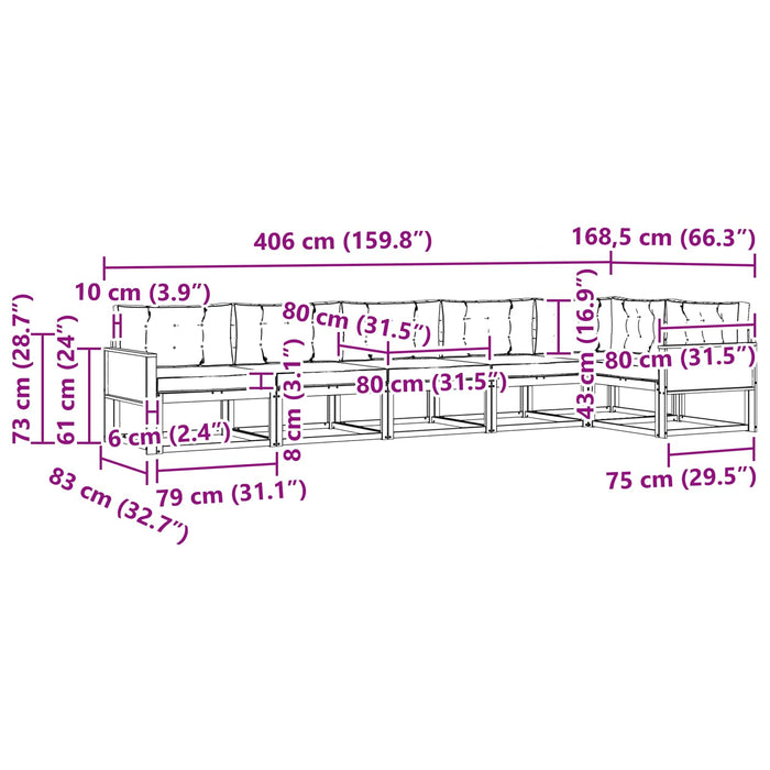 Set de canapele de exterior cu pernă 6 pcs Natural și Antracit WALTI