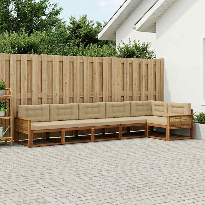 Set de canapele de exterior cu pernă 6 pcs Natural și Bej WALTI
