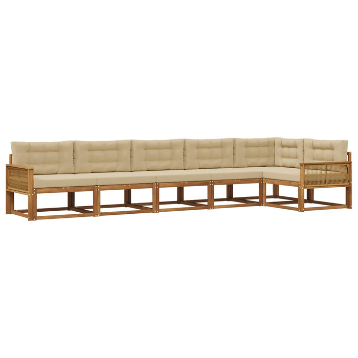 Set de canapele de exterior cu pernă 6 pcs Natural și Bej WALTI