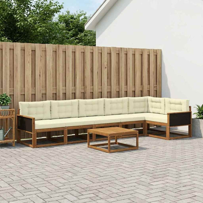 Set de canapele de exterior cu pernă 7 pcs Natural și Crem WALTI