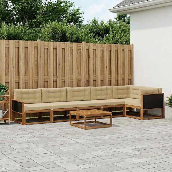 Set de canapele de exterior cu pernă 7 pcs Natural și Bej WALTI