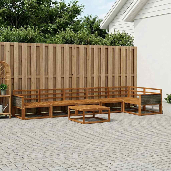 Set de canapele de exterior 7 pcs natural Lemn Solid de Acacia WALTI