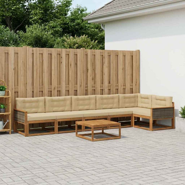 Set de canapele de exterior cu pernă 7 pcs Natural și Bej WALTI