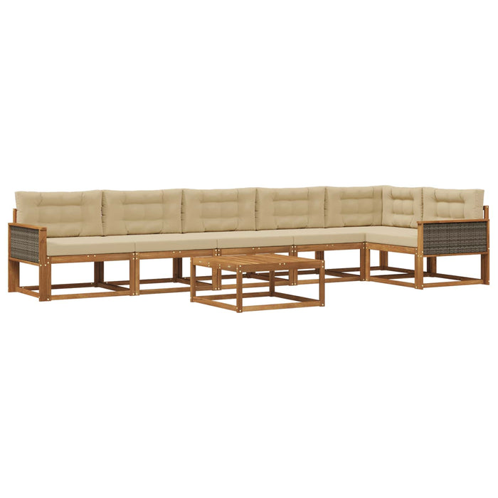 Set de canapele de exterior cu pernă 7 pcs Natural și Bej WALTI