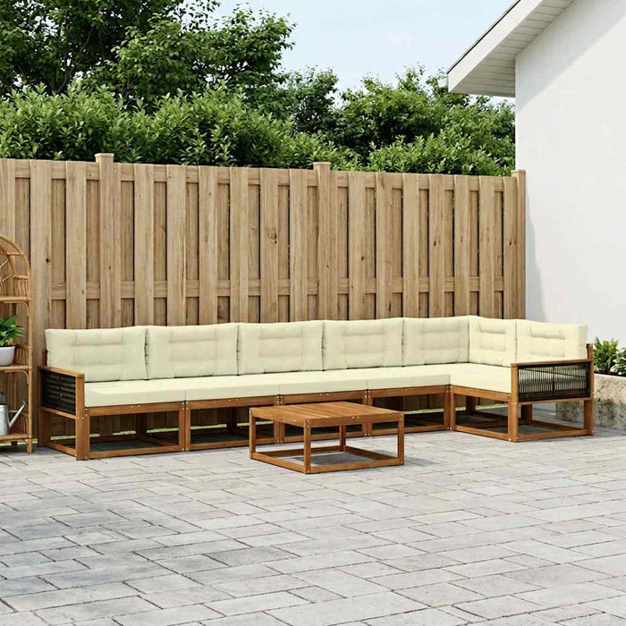 Set de canapele de exterior cu pernă 7 pcs Natural și Crem WALTI