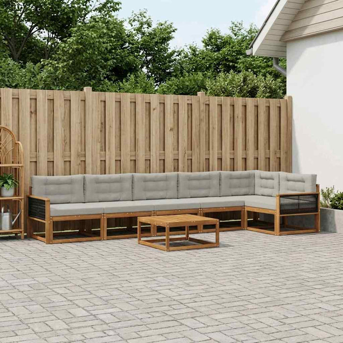 Set de canapele de exterior 7 pcs Natural și Gri deschis WALTI
