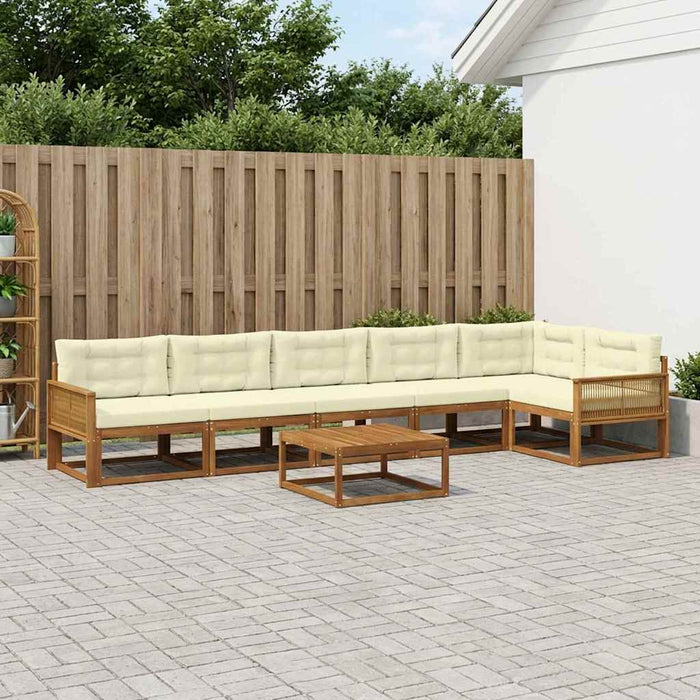 Set de canapele de exterior cu pernă 7 pcs Natural și Crem WALTI