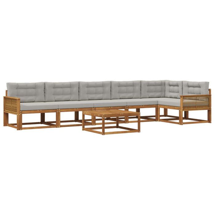 Set de canapele de exterior 7 pcs Natural și Gri deschis WALTI