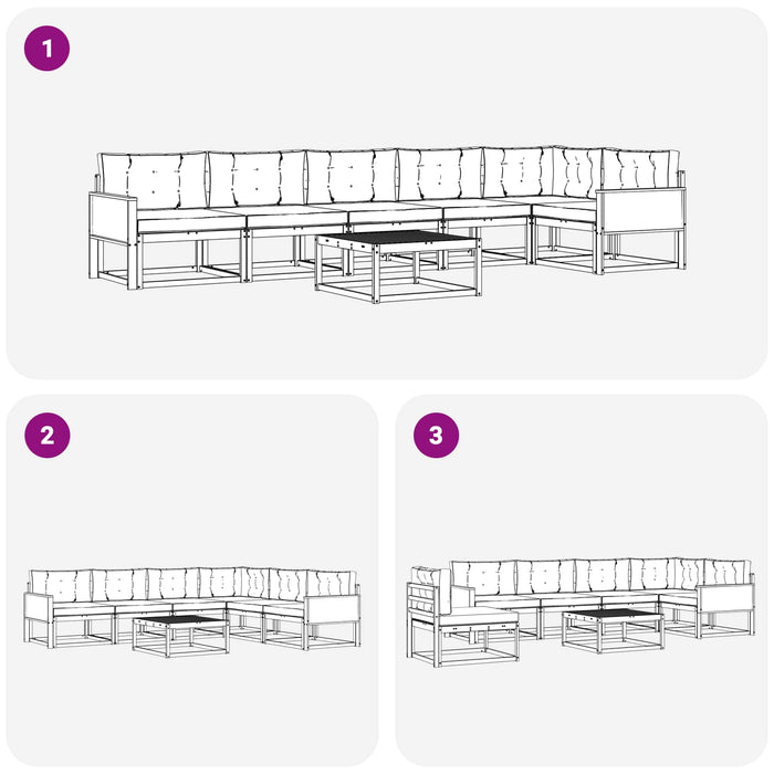 Set de canapele de exterior 7 pcs Natural și Gri deschis WALTI