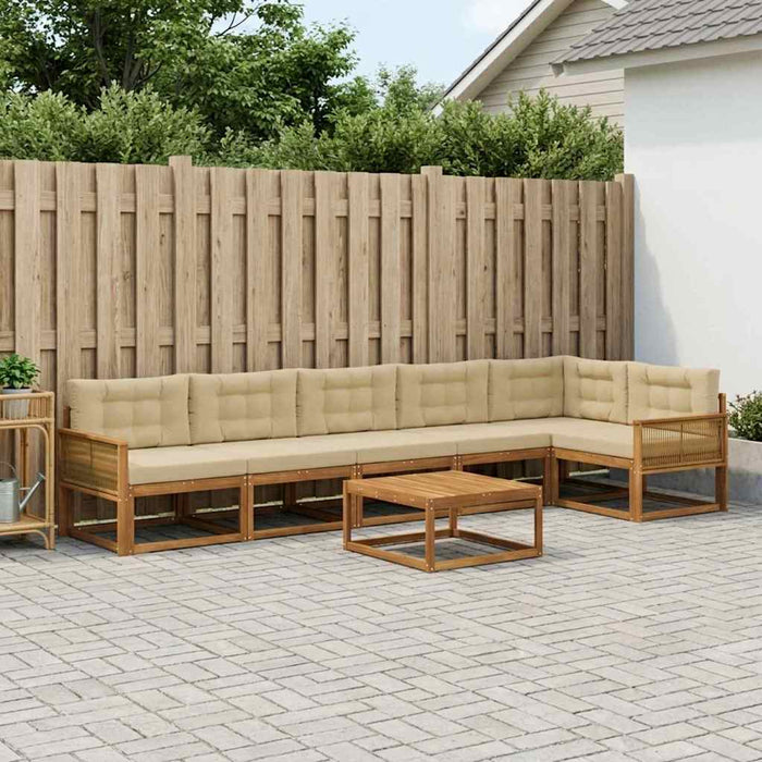Set de canapele de exterior cu pernă 7 pcs Natural și Bej WALTI