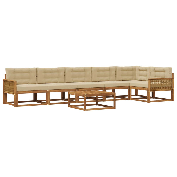 Set de canapele de exterior cu pernă 7 pcs Natural și Bej WALTI