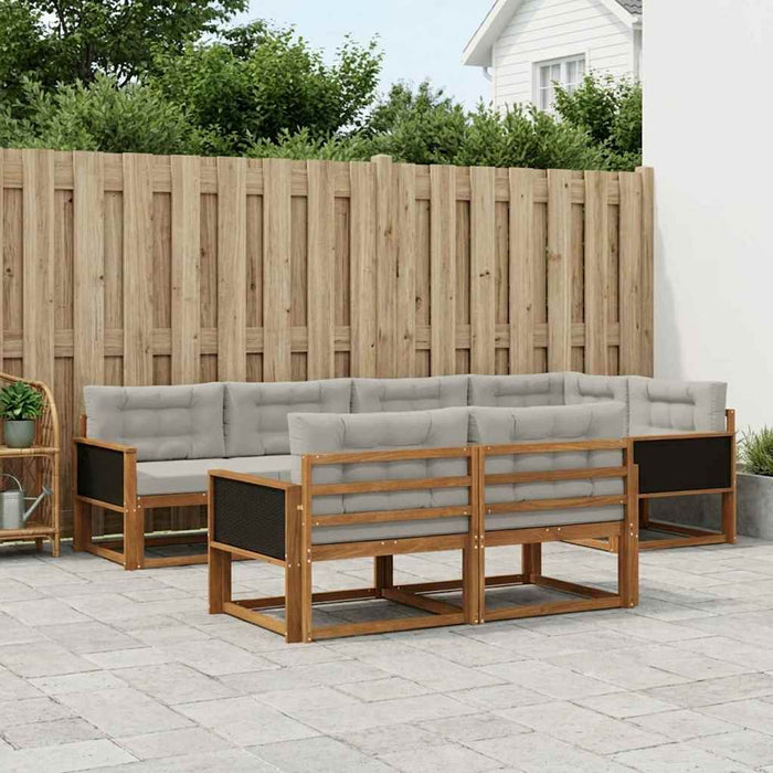 Set de canapele de exterior 7 pcs Natural și Gri deschis WALTI