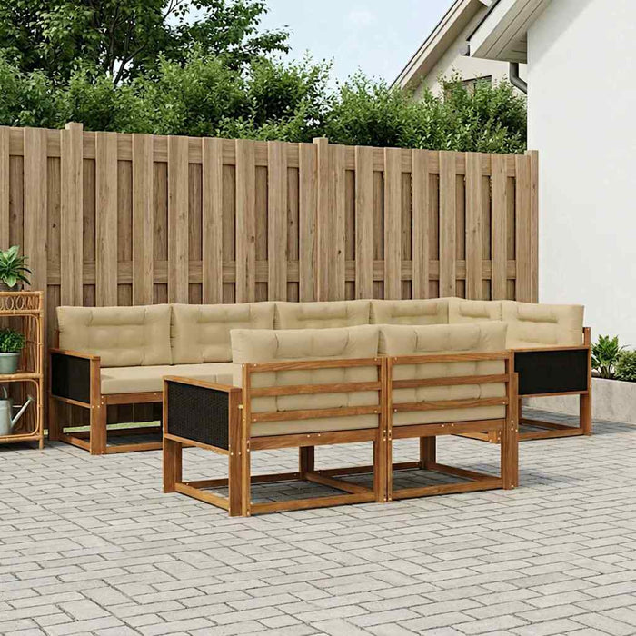 Set de canapele de exterior cu pernă 7 pcs Natural și Bej - WALTI WALTI