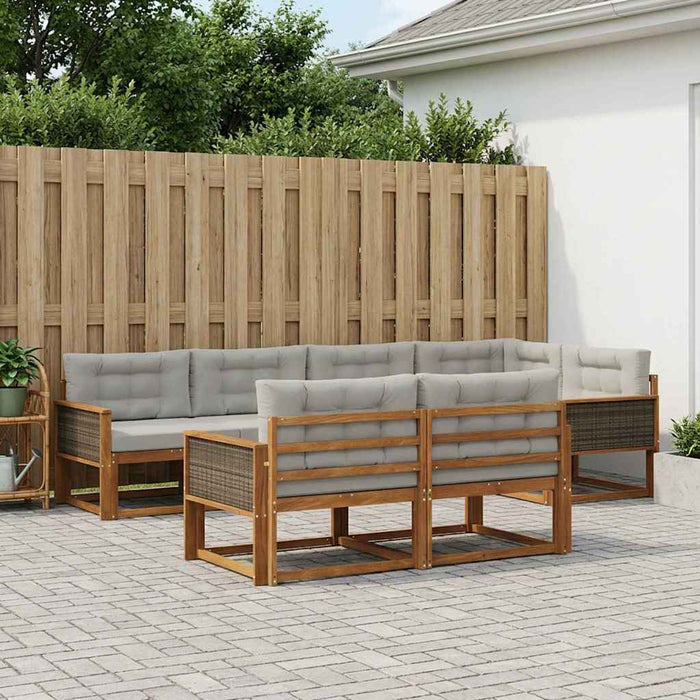 Set de canapele de exterior 7 pcs Natural și Gri deschis WALTI