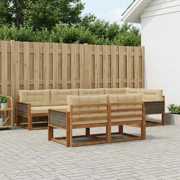 Set de canapele de exterior cu pernă 7 pcs Natural și Bej WALTI