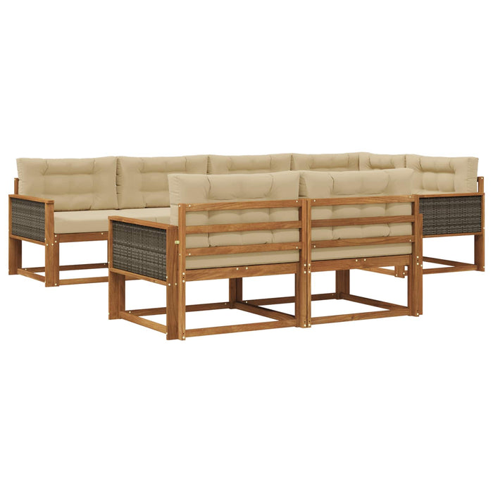 Set de canapele de exterior cu pernă 7 pcs Natural și Bej WALTI