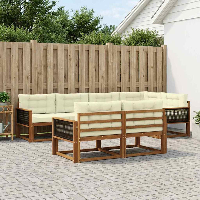 Set de canapele de exterior cu pernă 7 pcs Natural și Crem WALTI