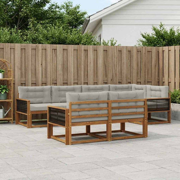Set de canapele de exterior 7 pcs Natural și Gri deschis WALTI