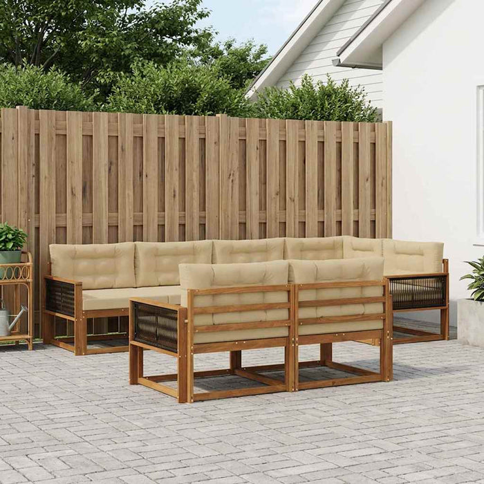 Set de canapele de exterior cu pernă 7 pcs Natural și Bej WALTI