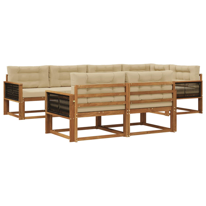 Set de canapele de exterior cu pernă 7 pcs Natural și Bej WALTI