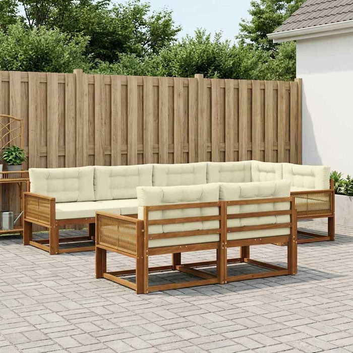 Set de canapele de exterior cu pernă 7 pcs Natural și Crem WALTI