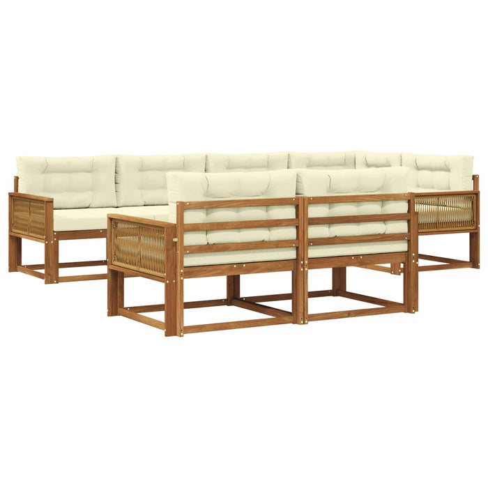 Set de canapele de exterior cu pernă 7 pcs Natural și Crem WALTI
