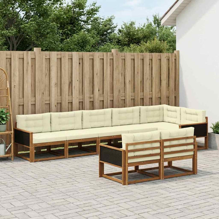 Set de canapele de exterior 8 pcs Natural și Crem WALTI