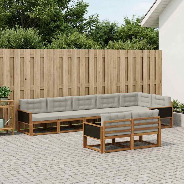 Set de canapele de exterior 8 pcs Natural și Gri deschis WALTI