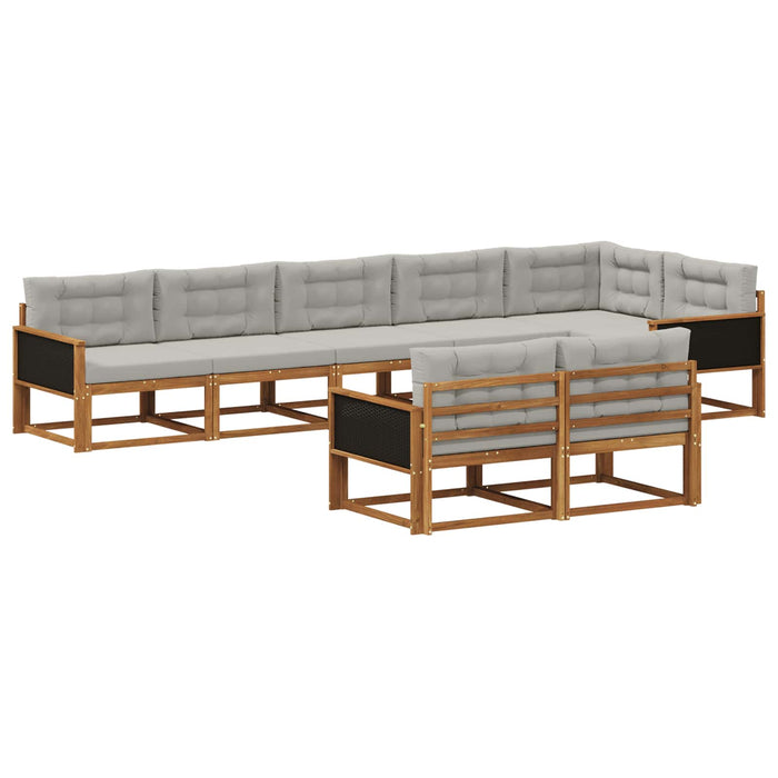 Set de canapele de exterior 8 pcs Natural și Gri deschis WALTI