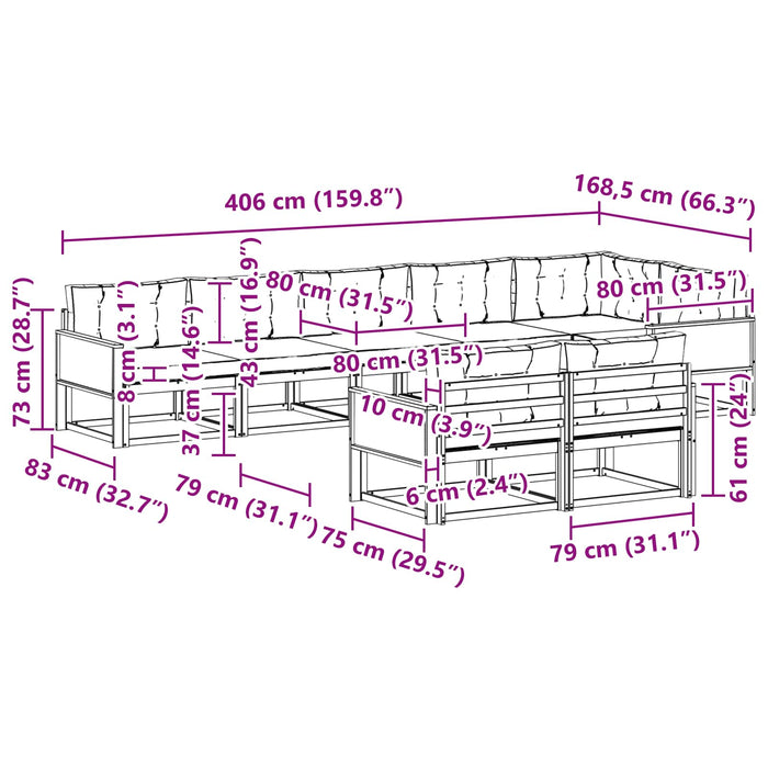Set de canapele de exterior 8 pcs Natural și Bej WALTI